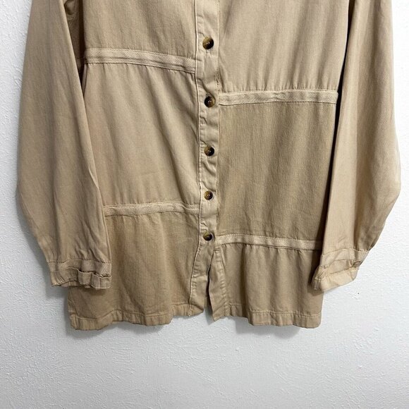 Vintage CC Collection Beige Long Sleeve Tunic Top Shirt Size XL 100% Cotton USA - Picture 3 of 10